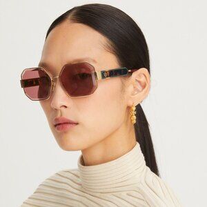 Tory Burch KIRA FACETED GEOMETRIC SUNGLASSES